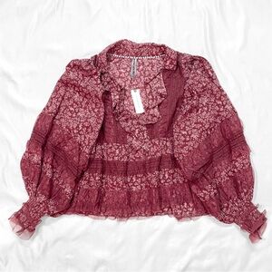 Anthropologie Ruffled V-Neck Popover Blouse • NWT